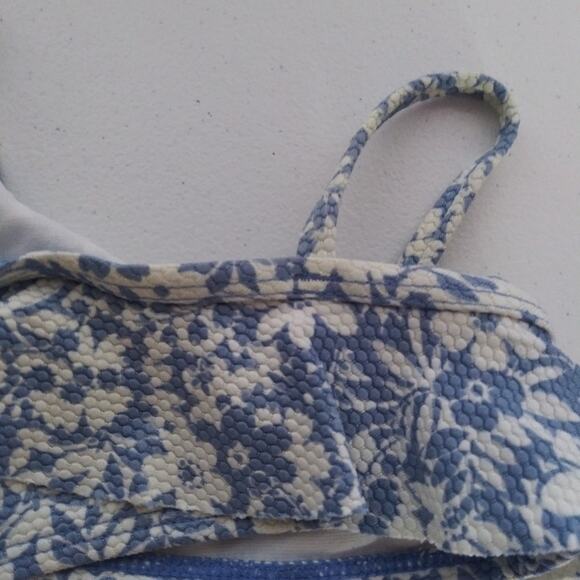 Janie and Jack Blue Floral Ruffle 2 Piece Swim Suit Size 12 - 18 M - Picture 10 of 11